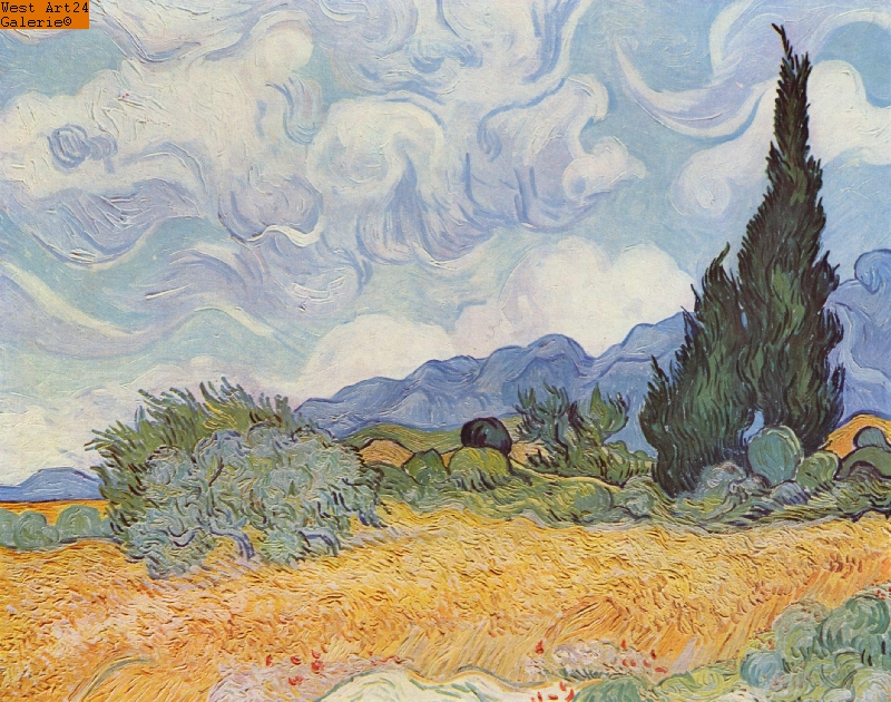 Getreidefeld mit Zypressen nach van Gogh Gemäldeimitation